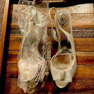 Silver heels.